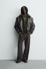 AK2680 - Z.RA REMOVABLE COLLAR FAUX LEATHER JACKET