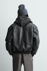 AK2681 - Z.RA REMOVABLE COLLAR FAUX LEATHER JACKET