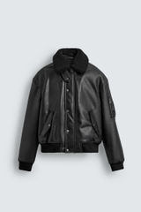AK2681 - Z.RA REMOVABLE COLLAR FAUX LEATHER JACKET