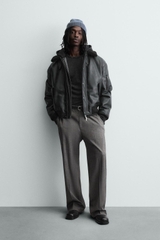 AK2681 - Z.RA REMOVABLE COLLAR FAUX LEATHER JACKET