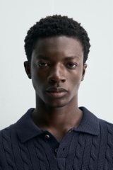 AP2607 - Z.RA BRAIDED TEXTURED KNIT POLO