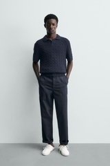 AP2607 - Z.RA BRAIDED TEXTURED KNIT POLO