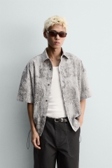 SMC2616 - Z.RA ÁO SƠ MI DÁNG RELAXED FIT VẢI SẦN IN HỌA TIẾT