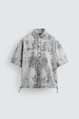 SMC2616 - Z.RA ÁO SƠ MI DÁNG RELAXED FIT VẢI SẦN IN HỌA TIẾT