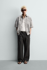 SMC2616 - Z.RA ÁO SƠ MI DÁNG RELAXED FIT VẢI SẦN IN HỌA TIẾT