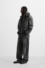 AK2633 - Z.RA ÁO KHOÁC GIẢ DA CỔ THÁO RỜI ĐƯỢC