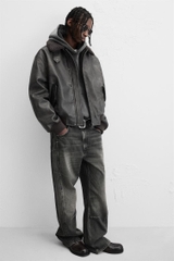 AK2633 - Z.RA ÁO KHOÁC GIẢ DA CỔ THÁO RỜI ĐƯỢC