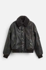 AK2633 - Z.RA ÁO KHOÁC GIẢ DA CỔ THÁO RỜI ĐƯỢC