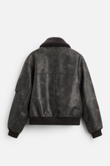 AK2633 - Z.RA ÁO KHOÁC GIẢ DA CỔ THÁO RỜI ĐƯỢC