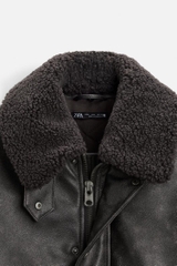 AK2633 - Z.RA ÁO KHOÁC GIẢ DA CỔ THÁO RỜI ĐƯỢC