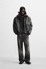 AK2633 - Z.RA ÁO KHOÁC GIẢ DA CỔ THÁO RỜI ĐƯỢC