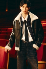 AK2688 - Z.RA COMBINATION COLLAR FAUX LEATHER JACKET