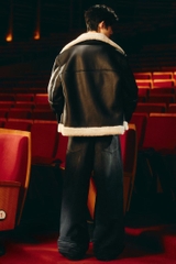 AK2688 - Z.RA COMBINATION COLLAR FAUX LEATHER JACKET