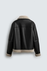 AK2688 - Z.RA COMBINATION COLLAR FAUX LEATHER JACKET