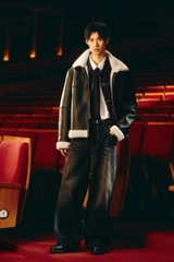 AK2688 - Z.RA COMBINATION COLLAR FAUX LEATHER JACKET