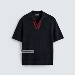 AP2604 - Z.RA CONTRAST TEXTURED KNIT POLO SHIRT