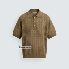 AP2603 - Z.RA BRAIDED TEXTURED KNIT POLO SHIRT