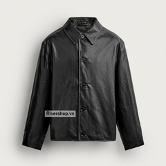 AK2722 - Z.RA FAUX LEATHER TOPSTITCHED BOXY OVERSHIRT
