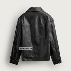 AK2722 - Z.RA FAUX LEATHER TOPSTITCHED BOXY OVERSHIRT