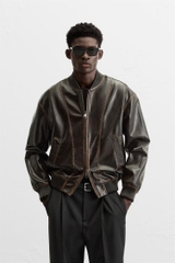 AK2531 - Z.RA FAUX LEATHER BOMBER JACKET