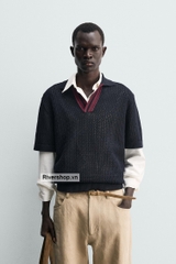 AP2604 - Z.RA CONTRAST TEXTURED KNIT POLO SHIRT