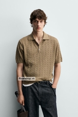 AP2603 - Z.RA BRAIDED TEXTURED KNIT POLO SHIRT