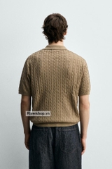 AP2603 - Z.RA BRAIDED TEXTURED KNIT POLO SHIRT