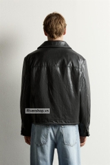 AK2722 - Z.RA FAUX LEATHER TOPSTITCHED BOXY OVERSHIRT
