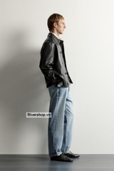 AK2722 - Z.RA FAUX LEATHER TOPSTITCHED BOXY OVERSHIRT