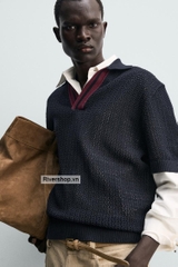 AP2604 - Z.RA CONTRAST TEXTURED KNIT POLO SHIRT