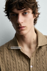 AP2603 - Z.RA BRAIDED TEXTURED KNIT POLO SHIRT