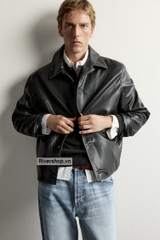 AK2722 - Z.RA FAUX LEATHER TOPSTITCHED BOXY OVERSHIRT