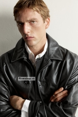AK2722 - Z.RA FAUX LEATHER TOPSTITCHED BOXY OVERSHIRT