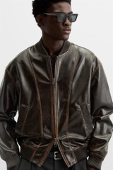 AK2531 - Z.RA FAUX LEATHER BOMBER JACKET