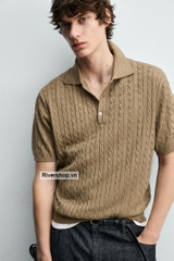 AP2603 - Z.RA BRAIDED TEXTURED KNIT POLO SHIRT