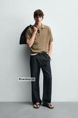 AP2603 - Z.RA BRAIDED TEXTURED KNIT POLO SHIRT