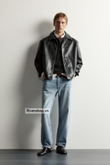 AK2722 - Z.RA FAUX LEATHER TOPSTITCHED BOXY OVERSHIRT