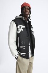 AK24112 - Z.RA CONTRASTING PATCHES HOODED JACKET