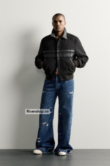 AK2717 - Z.RA CONTRAST FAUX LEATHER CROPPED JACKET
