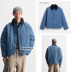 AK2601 - Z.RA ÁO KHOÁC DENIM TRẦN BÔNG PHỐI CỔ NHUNG
