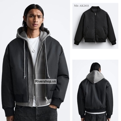AK2611 - Z.RA ÁO KHOÁC BOMBER TRẦN BÔNG DÁNG RELAXED - FIT