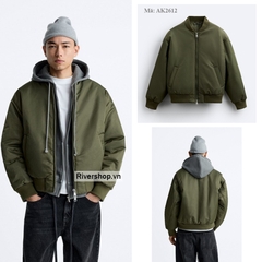 AK2612 - Z.RA ÁO KHOÁC BOMBER TRẦN BÔNG DÁNG RELAXED - FIT