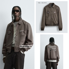 AK2642 - Z.RA ÁO KHOÁC DA LỘN HỌA TIẾT THÊU