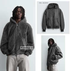 AK2644 - Z.RA REVERSIBLE FAUX LEATHER BOMBER JACKET