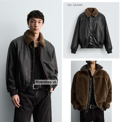 AK2660 - Z.RA ÁO KHOÁC GIẢ DA MẶC HAI MẶT