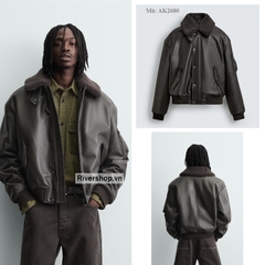 AK2680 - Z.RA REMOVABLE COLLAR FAUX LEATHER JACKET