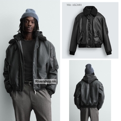 AK2681 - Z.RA REMOVABLE COLLAR FAUX LEATHER JACKET