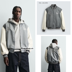 AK2686 - Z.RA CONTRAST EMBROIDERY BOMBER JACKET