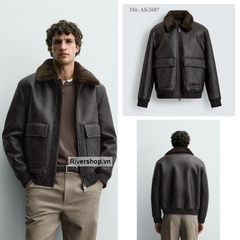 AK2687 - Z.RA COMBINATION COLLAR FAUX LEATHER JACKET