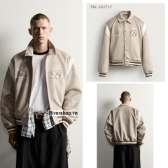 AK2715 - Z.RA FAUX SUEDE PATCH BOMBER JACKET